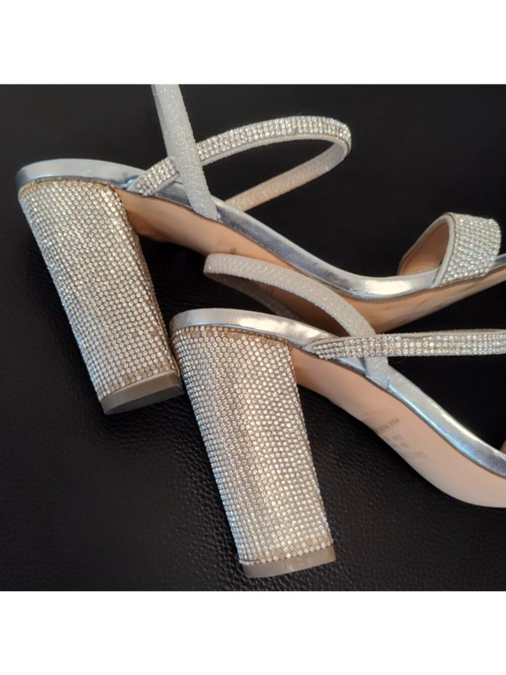 Touch Of Nina Savion1 Silver Rhinestone Strappy Block Heel Sandals Size 9 M Glam - Picture 9 of 11